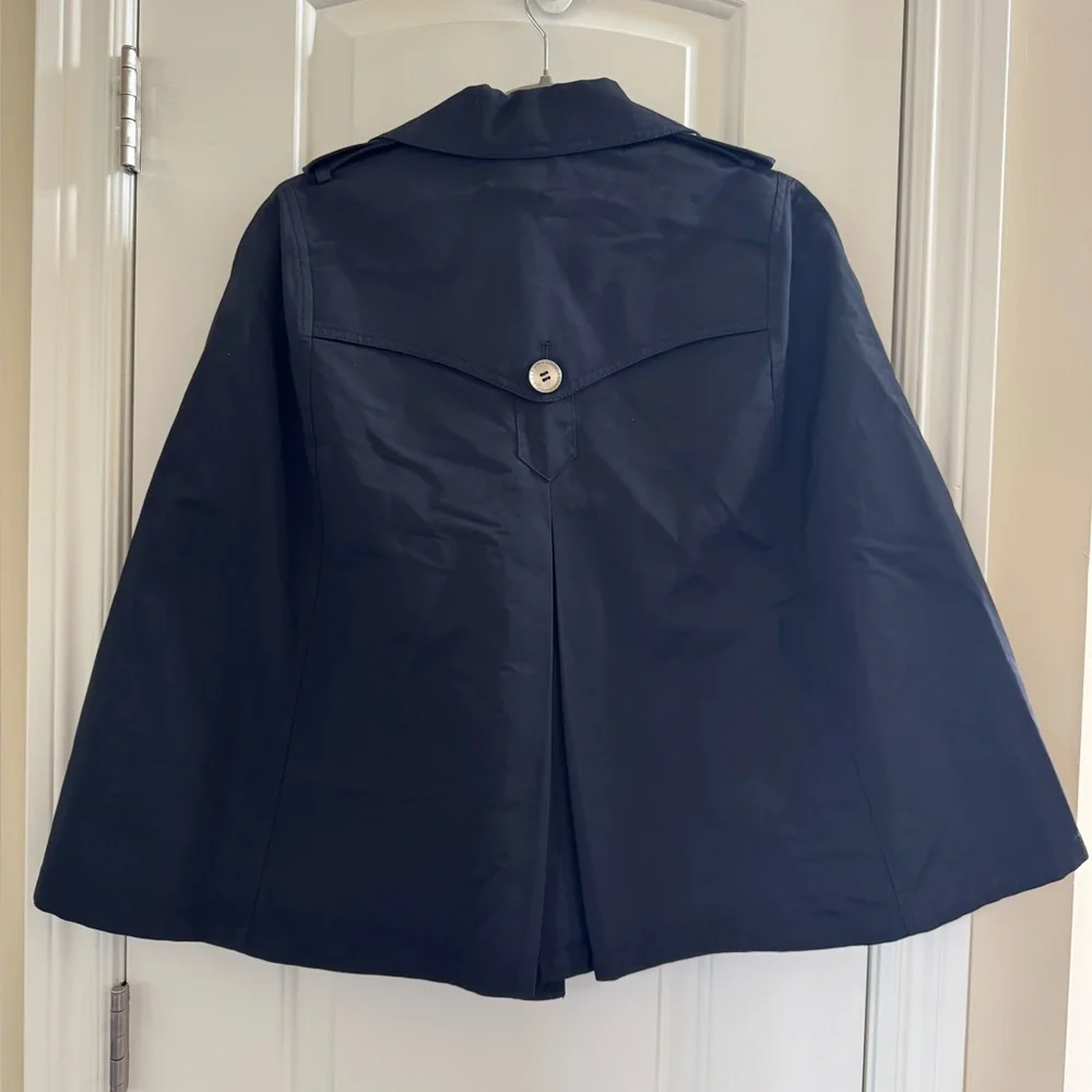BCBGMAXAZRIA Asymmetrical Cape Sm Black Moto Poncho Jacket Structured Utility - Picture 6 of 8